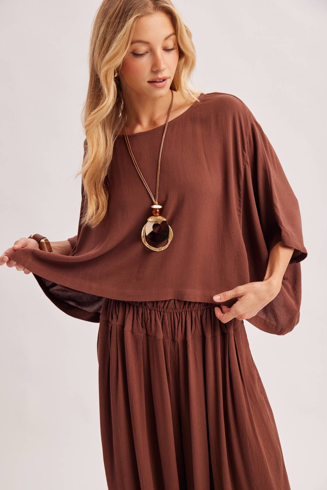 BOHO OVERSIZED DOLMAN TOP AND BALLOON LEG PANTS SET
