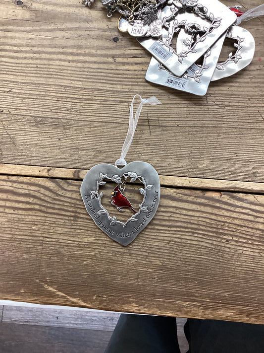 Cardinal Appears Heart Ornament