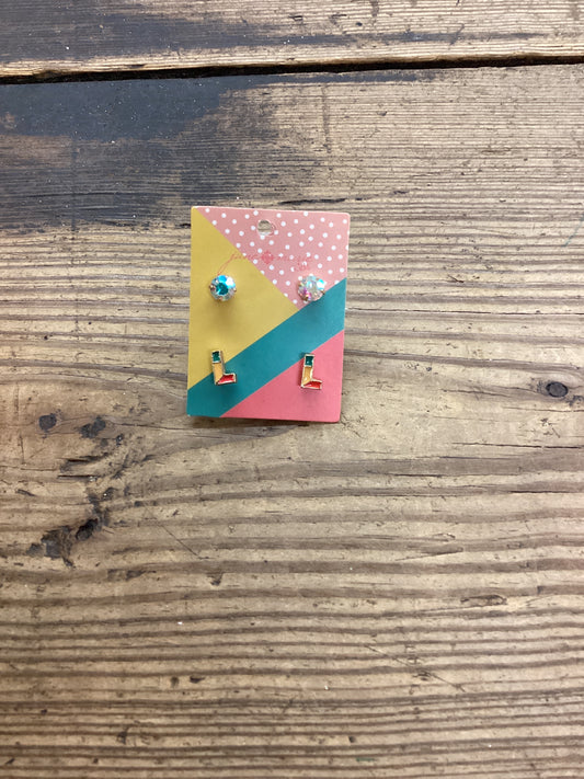 Colorblock Initial Earring Set