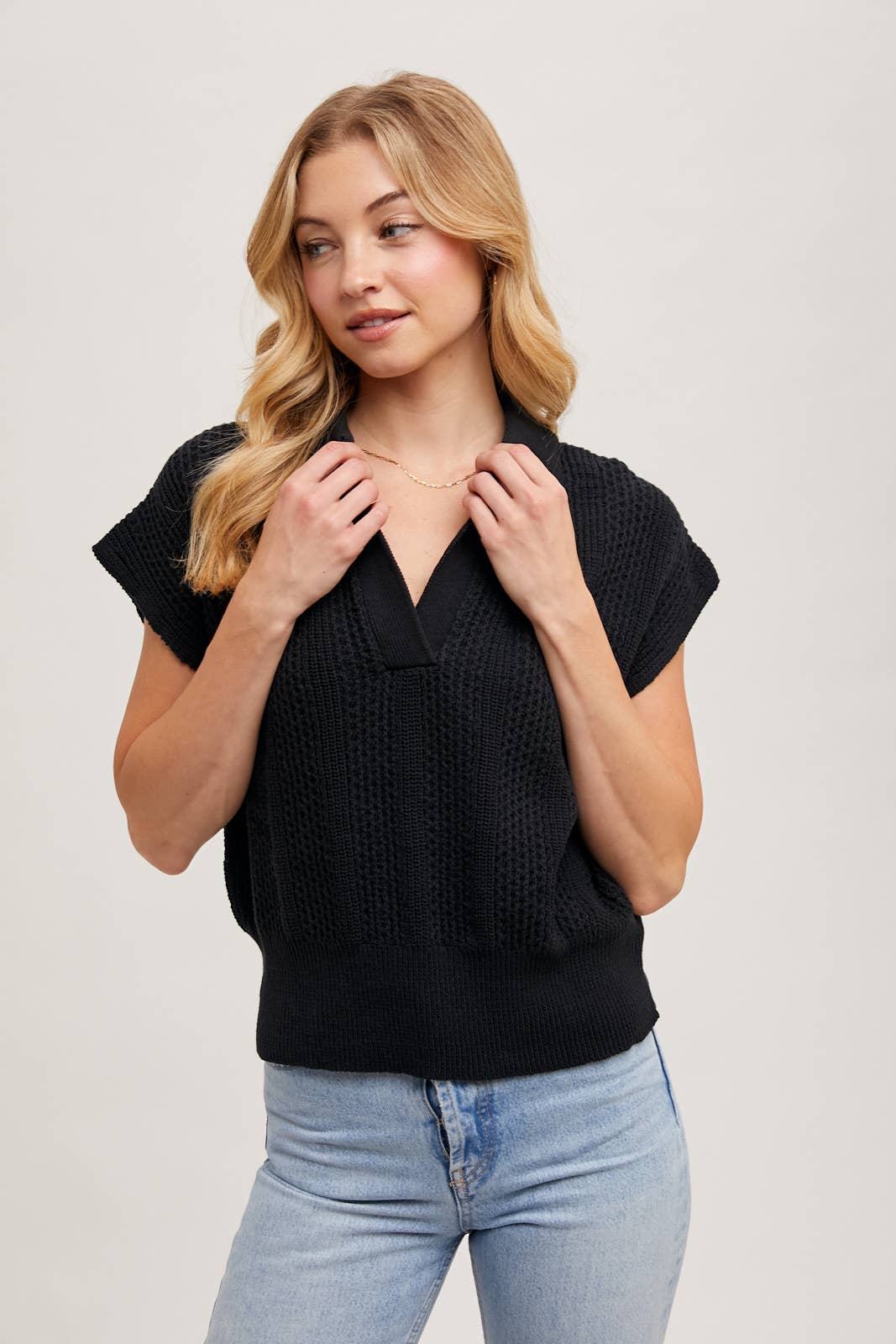 Ribbed Polo Sweater