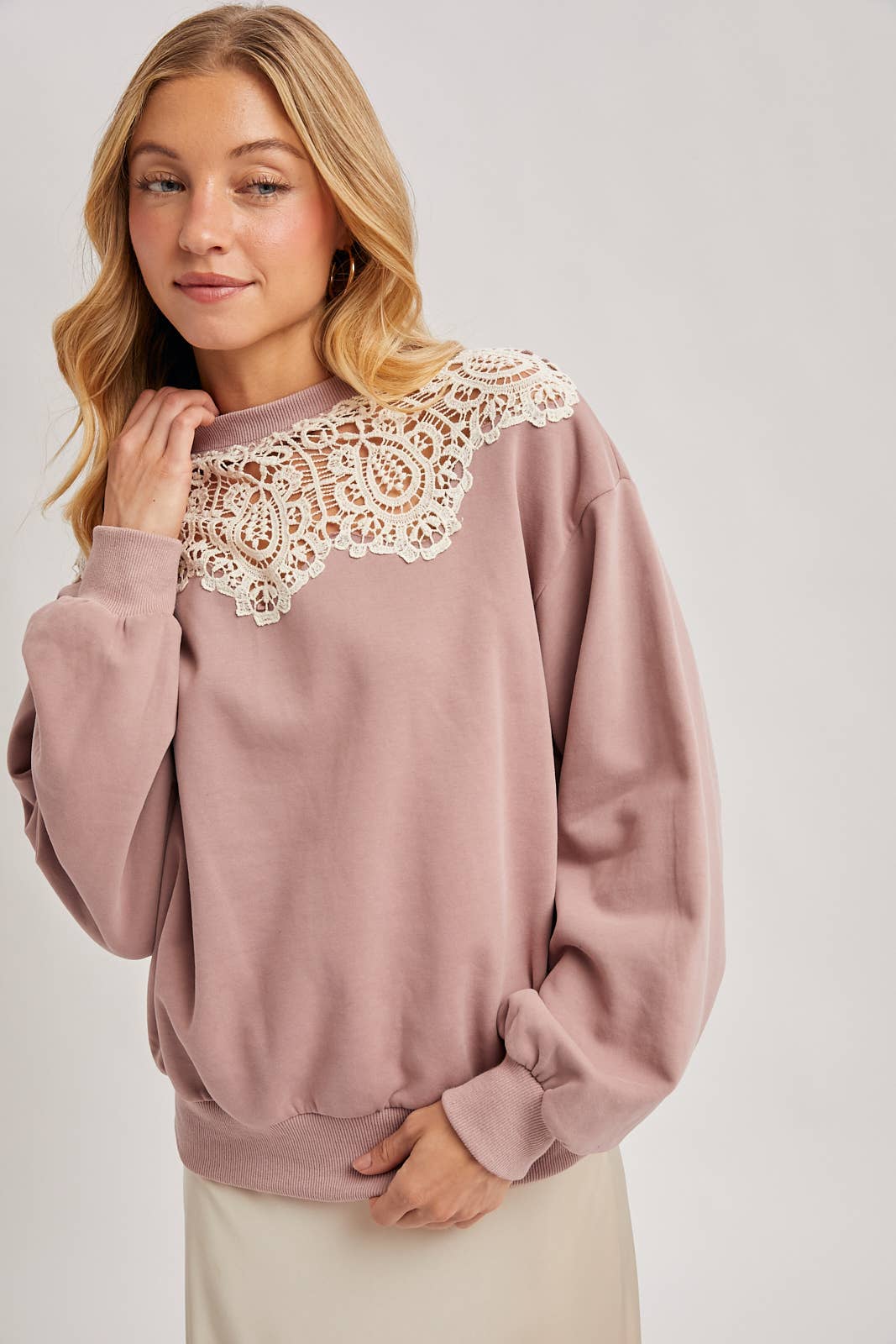 Crochet Trim French Terry Top