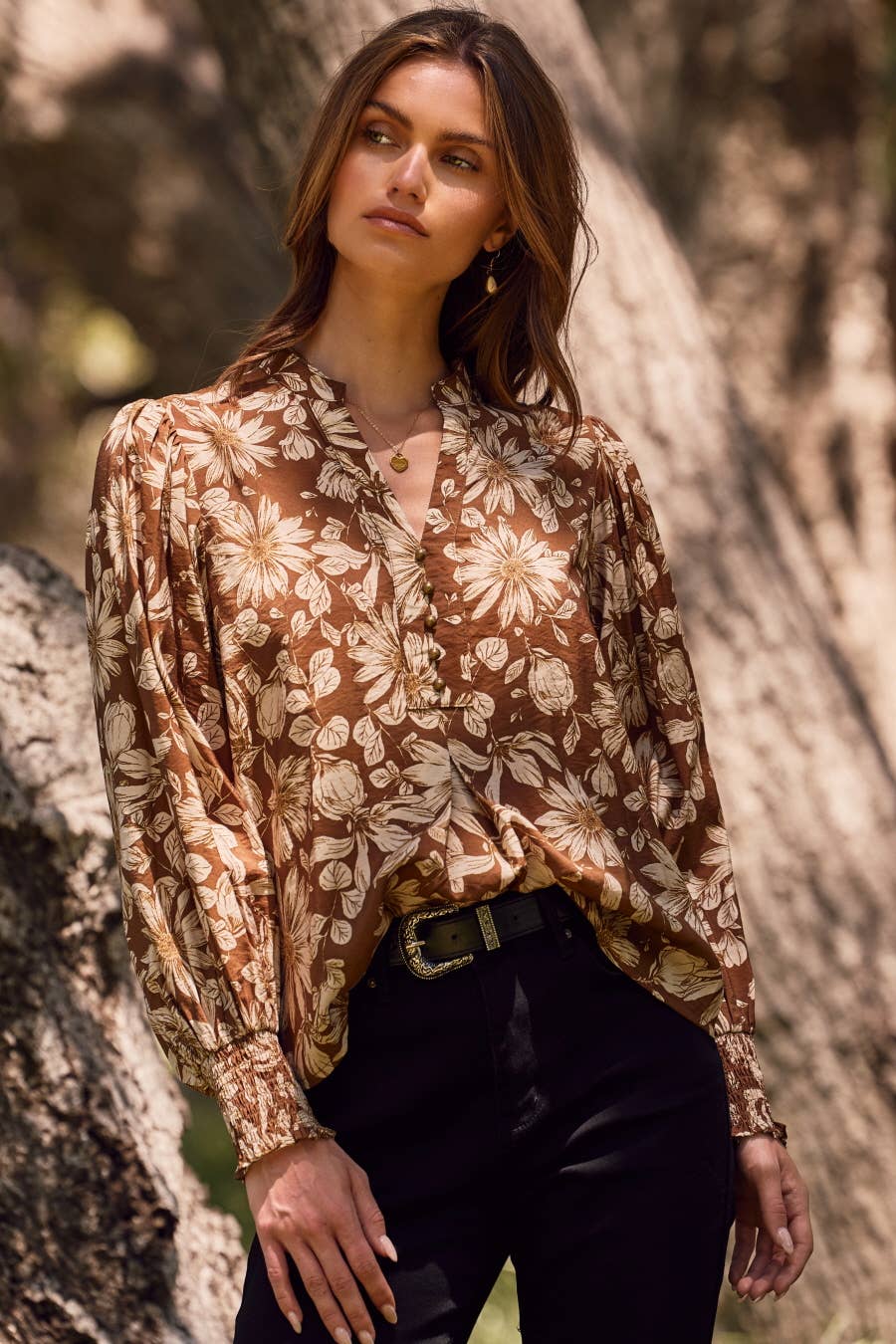 Sheer Floral Printed Blouse