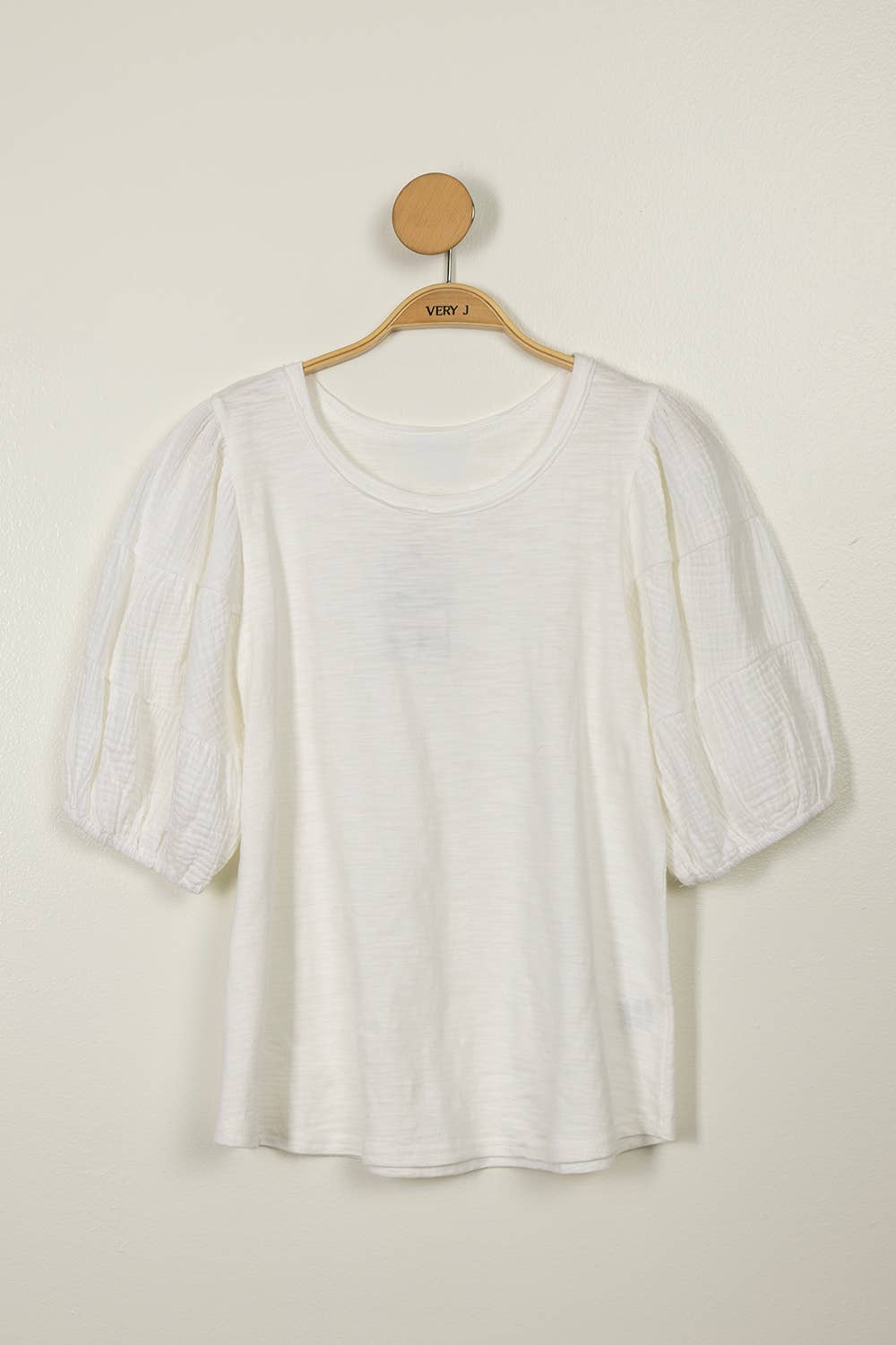Mineral Washed Puff Sleeve Top