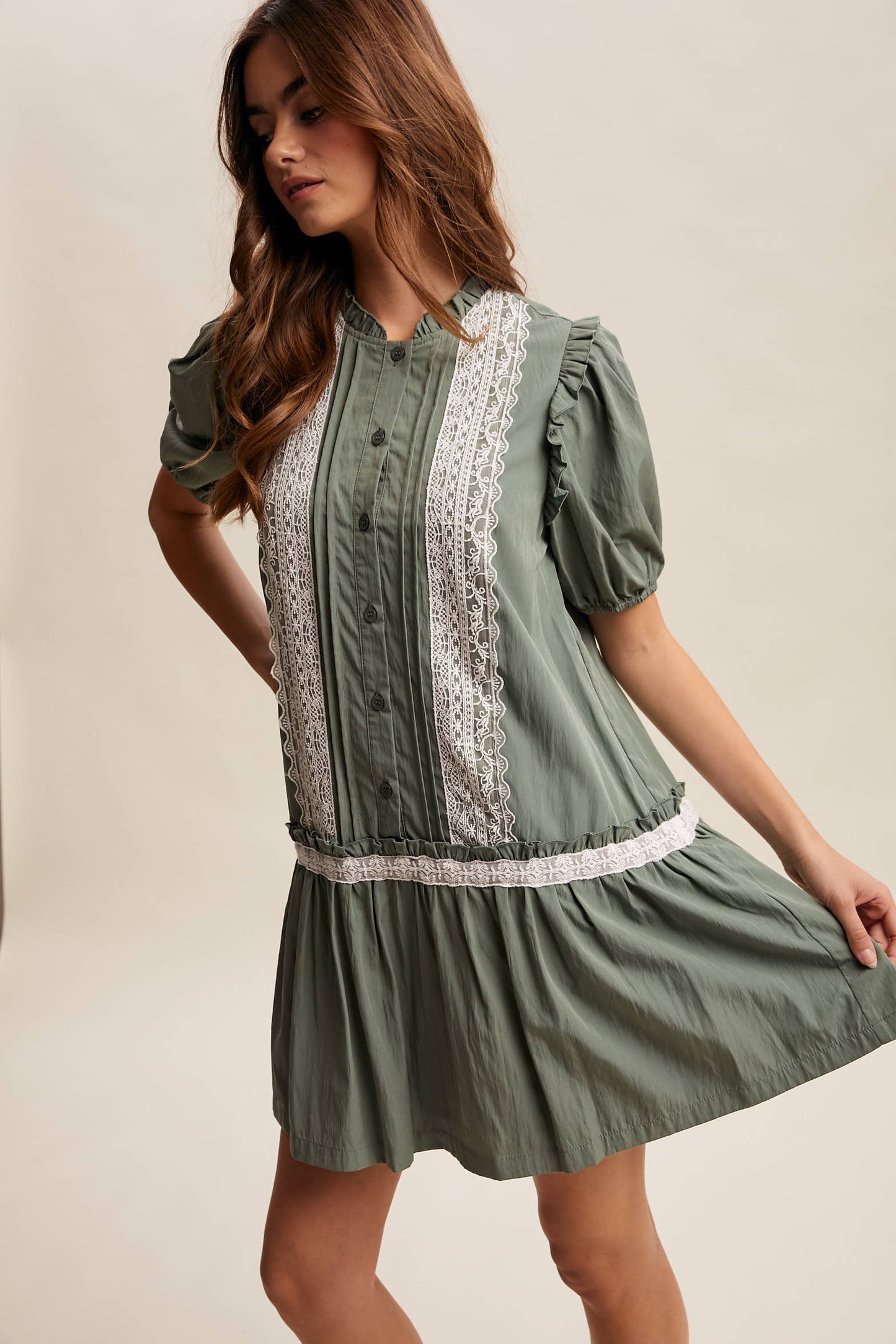 Lace Trimmed Babydoll Dress
