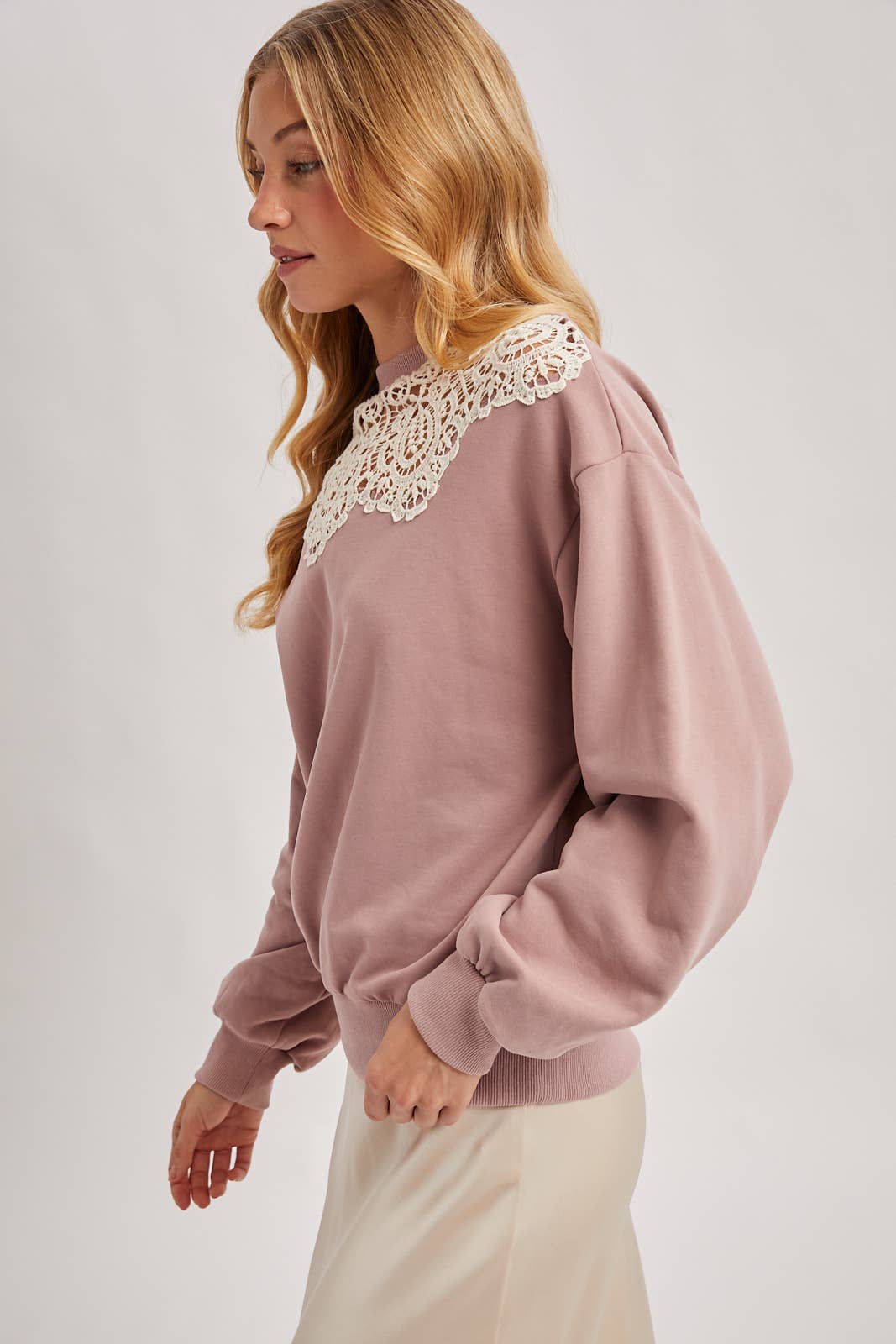 Crochet Trim French Terry Top