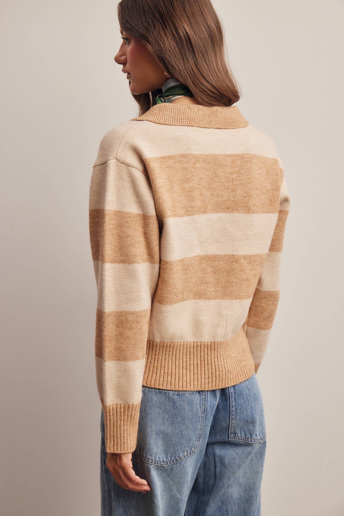 Striped Collared Knit Sweater FSW0089