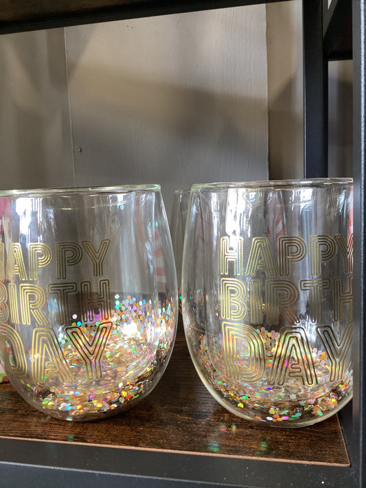 Glitter Birthday Glass