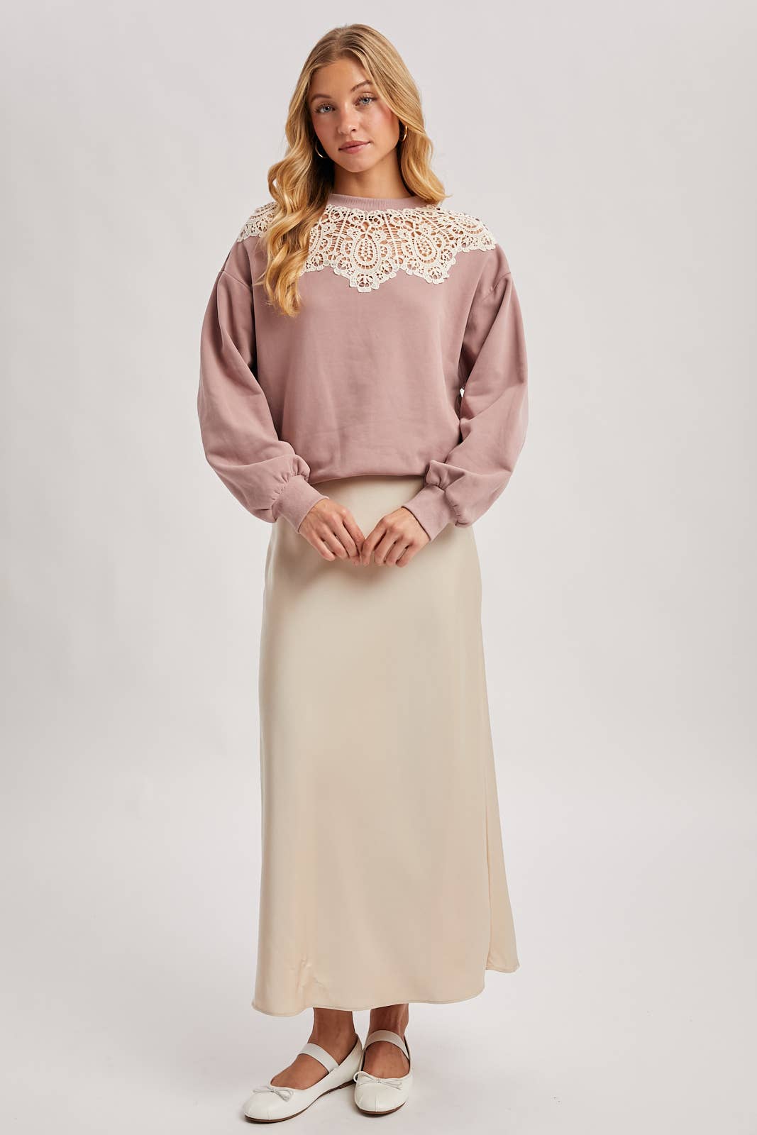 Crochet Trim French Terry Top