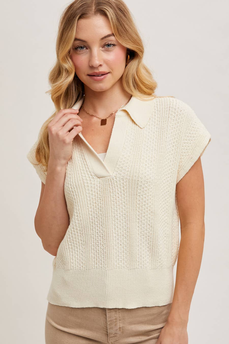 Ribbed Polo Sweater