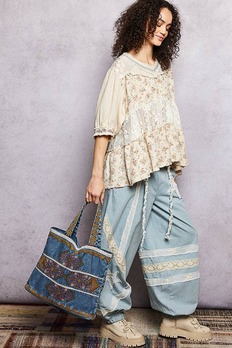Vintage Wash Denim Tote
