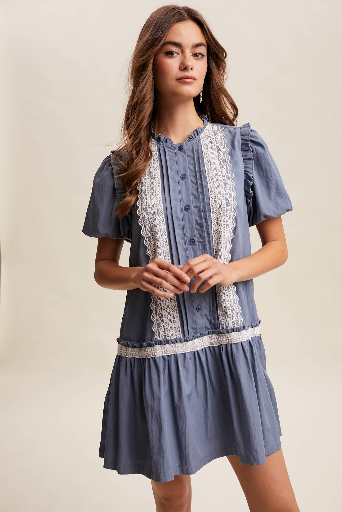 Lace Trimmed Babydoll Dress