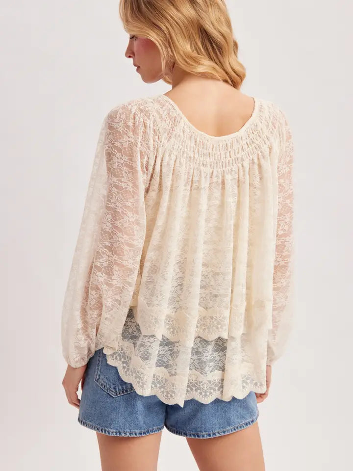 Layered Lace Tie Top