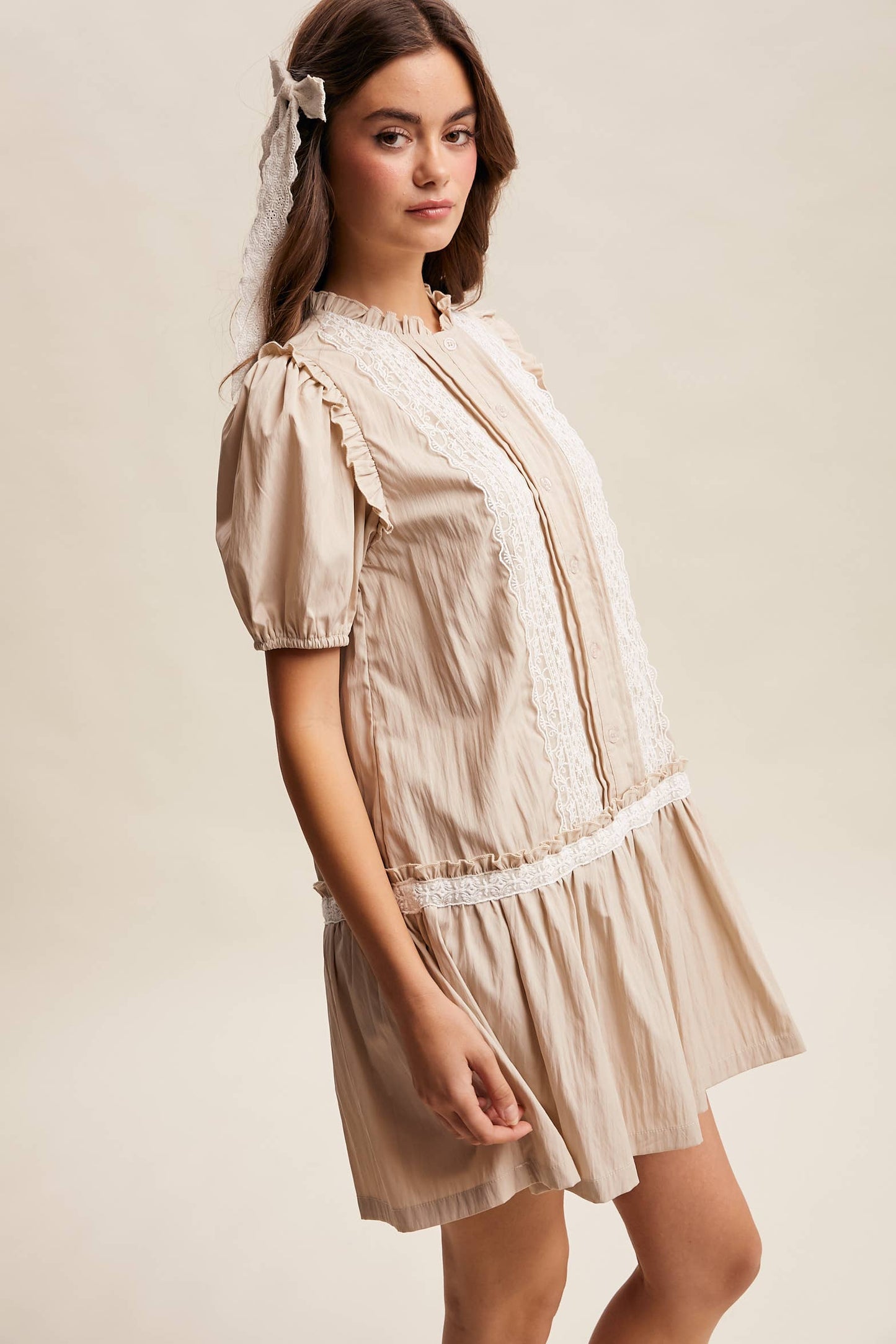 Lace Trimmed Babydoll Dress