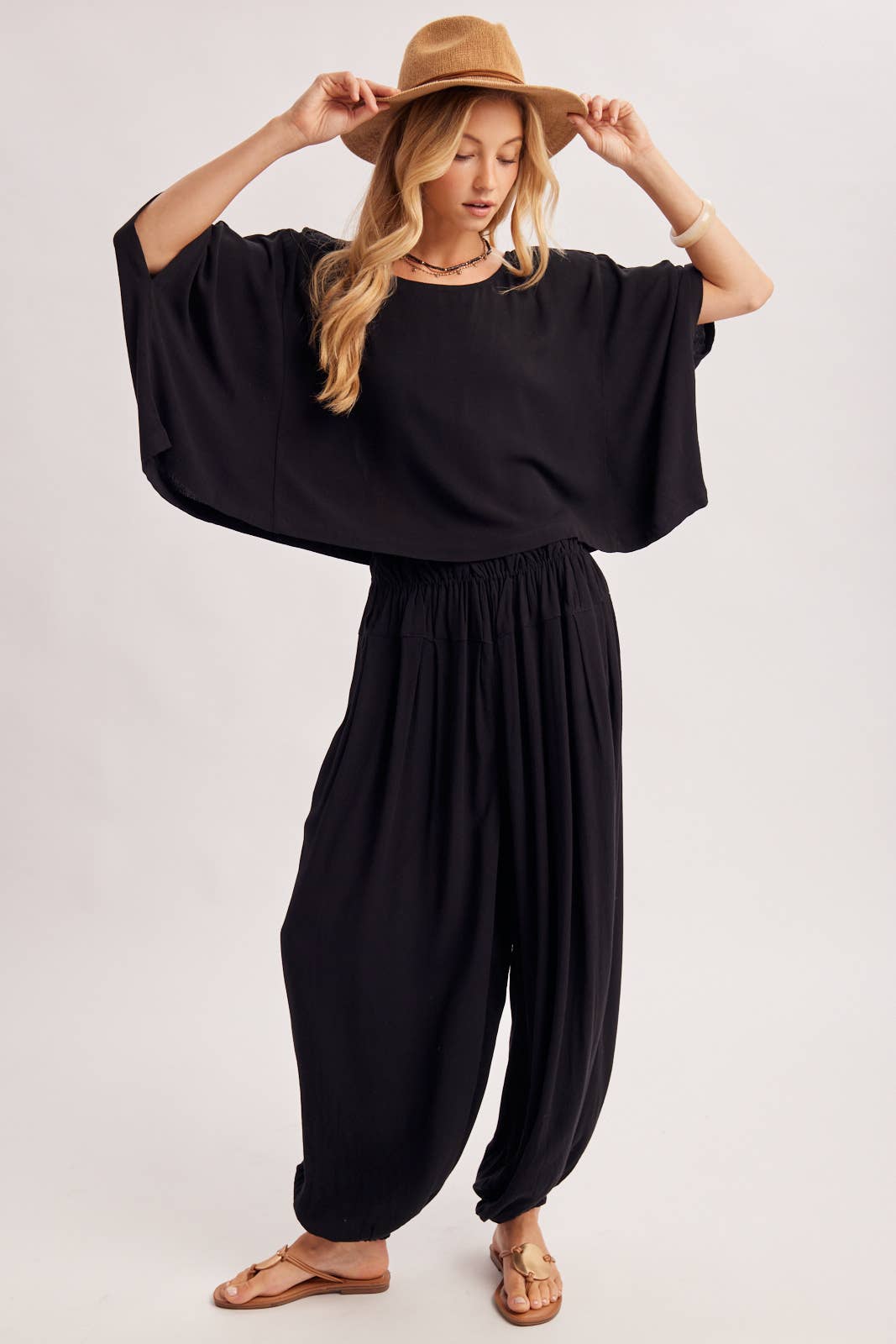 BOHO OVERSIZED DOLMAN TOP AND BALLOON LEG PANTS SET