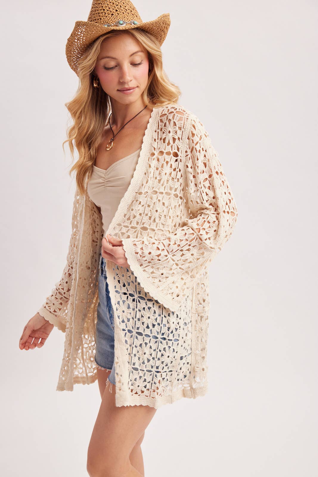 Boho Crochet Kimono Cardigan
