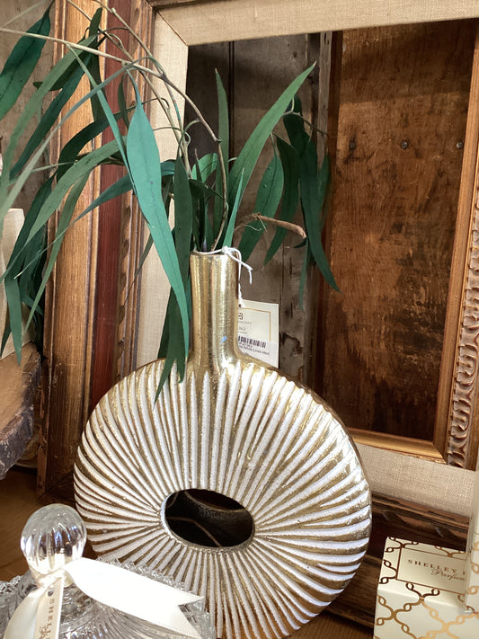 White & Gold Circle Vase