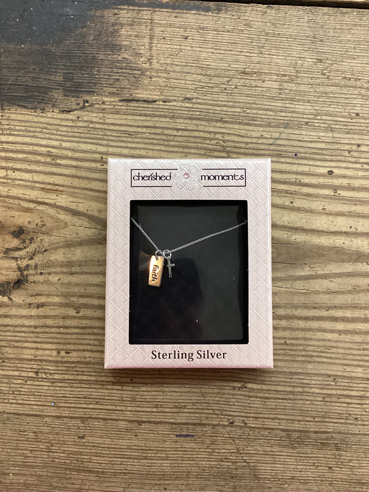 Sterling Silver Faith Cross 16-18 in