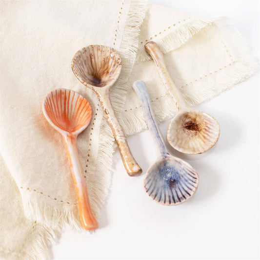 Spoons - Scallop Shell Multi Color Glazes (PK/12 AST)