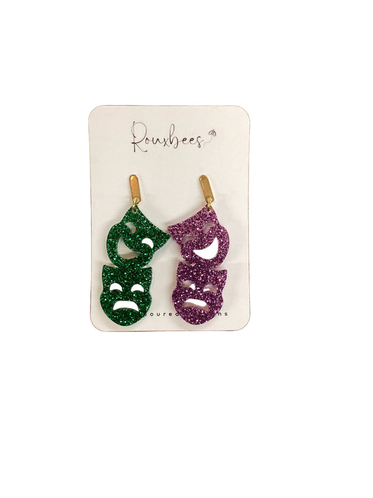 Mardi Gras Dangle Mask Earrings