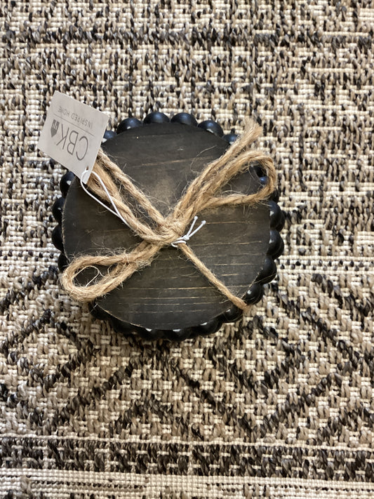 Wood Bead Coaster Set - Black