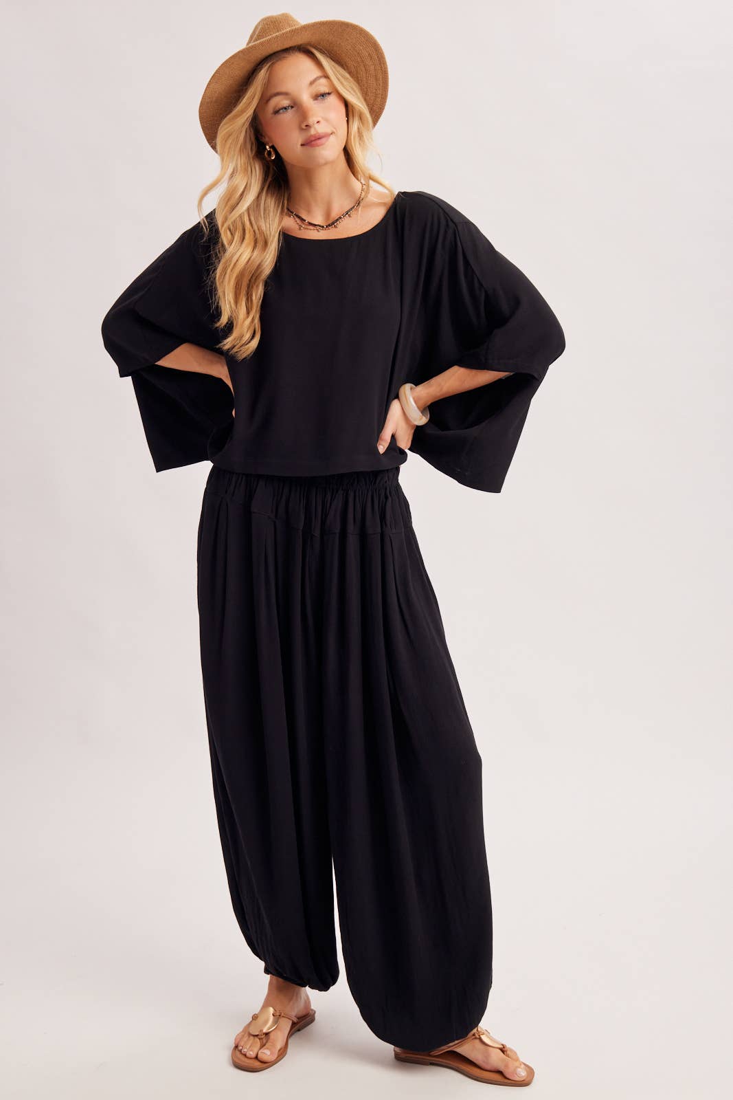 BOHO OVERSIZED DOLMAN TOP AND BALLOON LEG PANTS SET