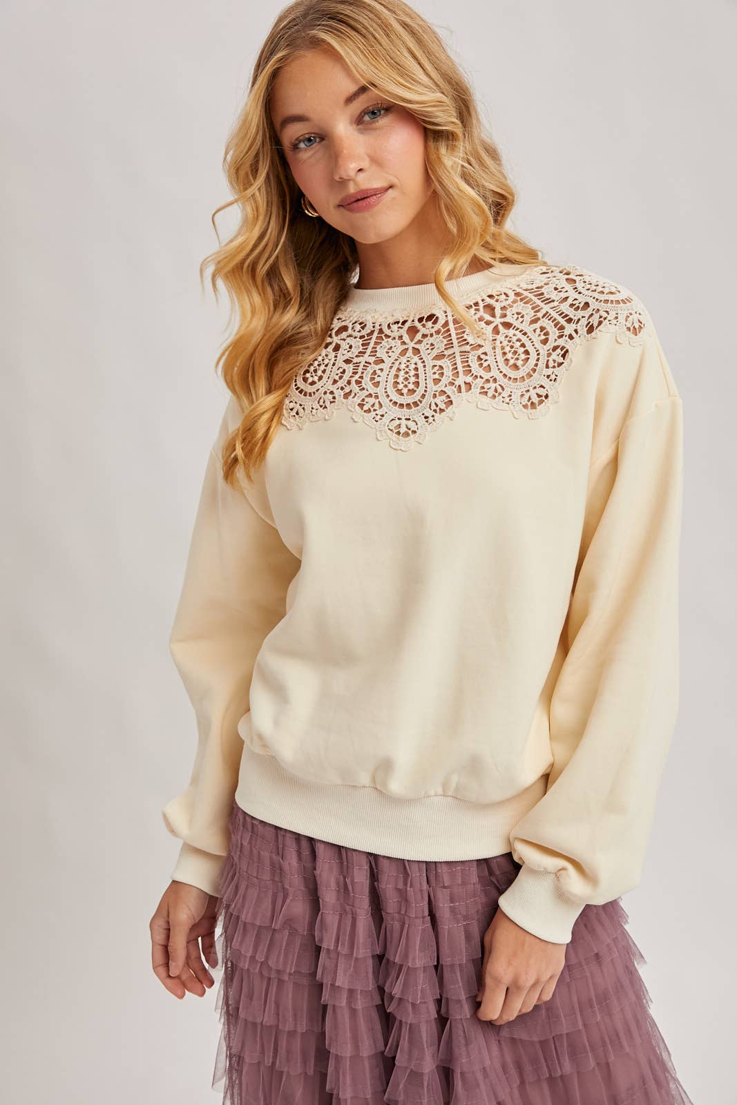 Crochet Trim French Terry Top