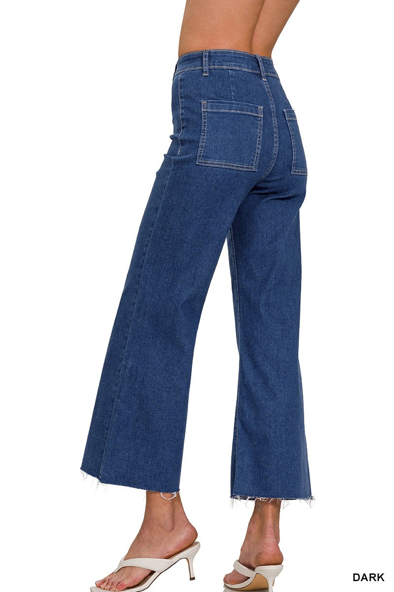 High Waist Wide Leg Straight Denim Pants