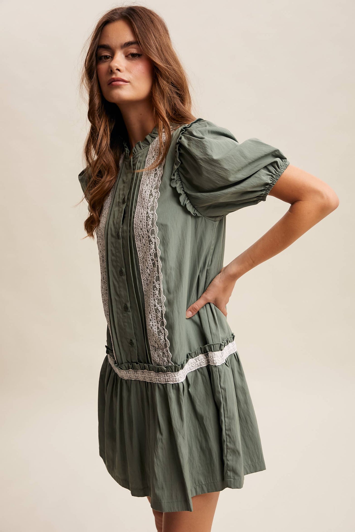 Lace Trimmed Babydoll Dress