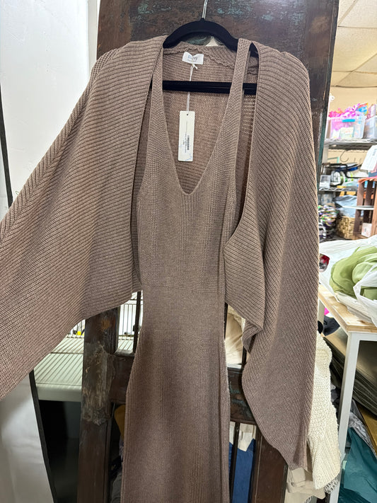V-neck Knit Shrug Dress Set