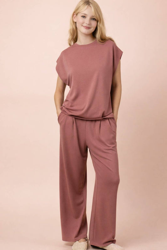 Solid Knit Comfy Top & Pants Set