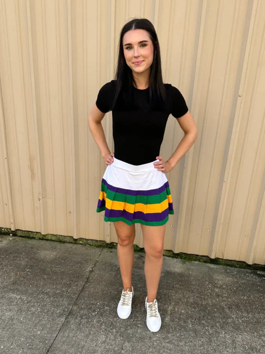 Mardi Gras Pleated Skort