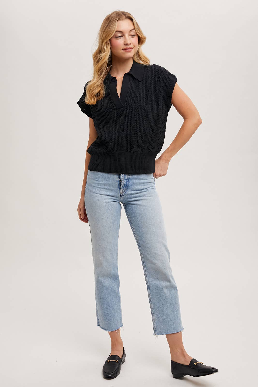 Ribbed Polo Sweater