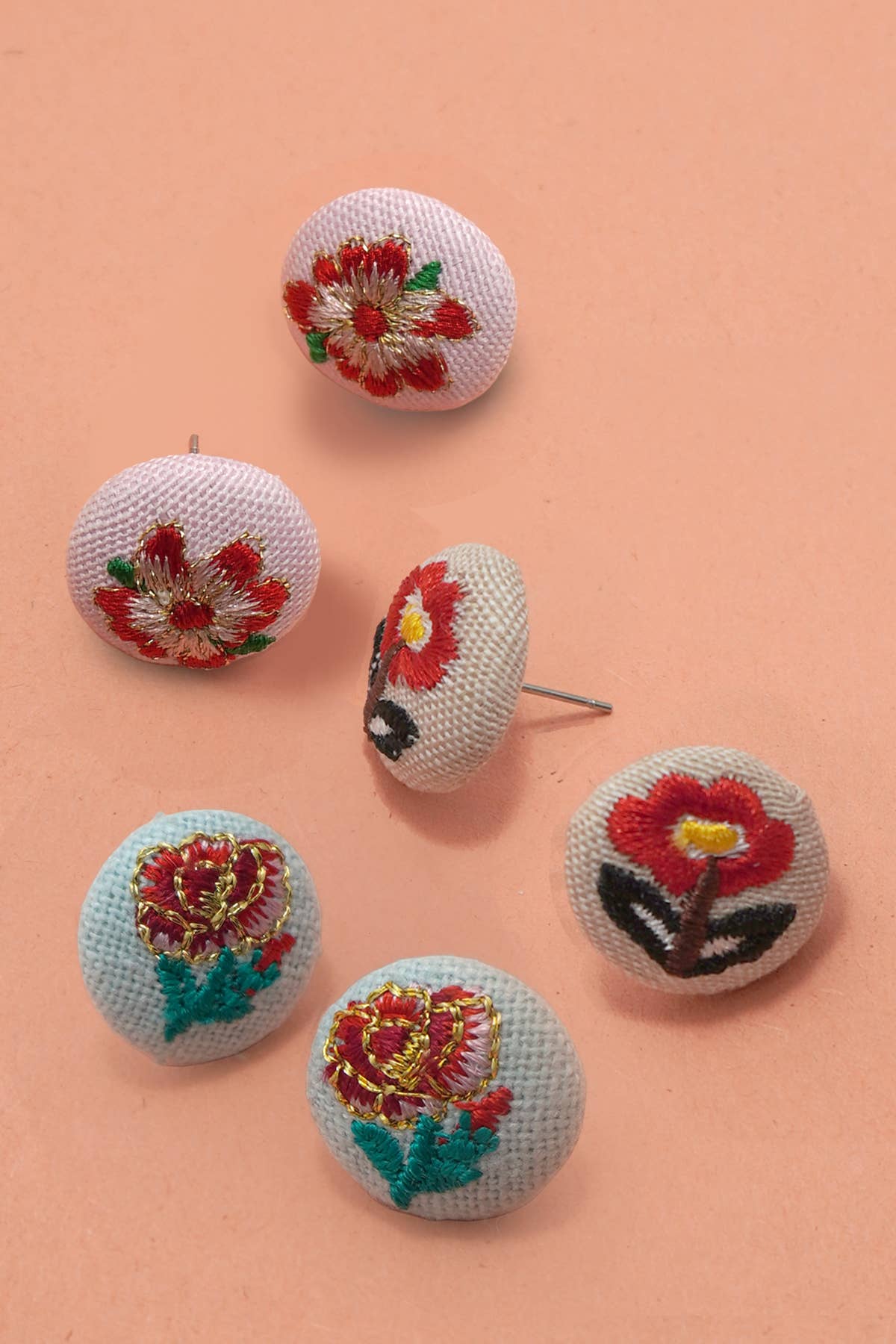 EMBROIDERY FLORAL STUD EARRINGS