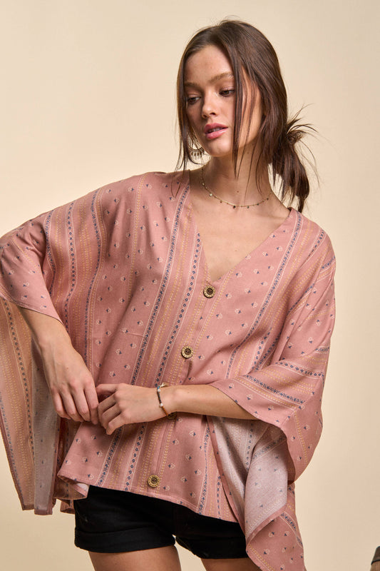 Aztec Print Dolman Sleeve Top