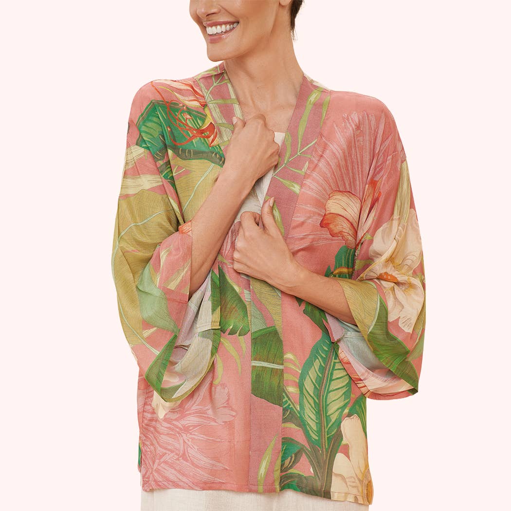 Delicate Tropical Kimono Jacket