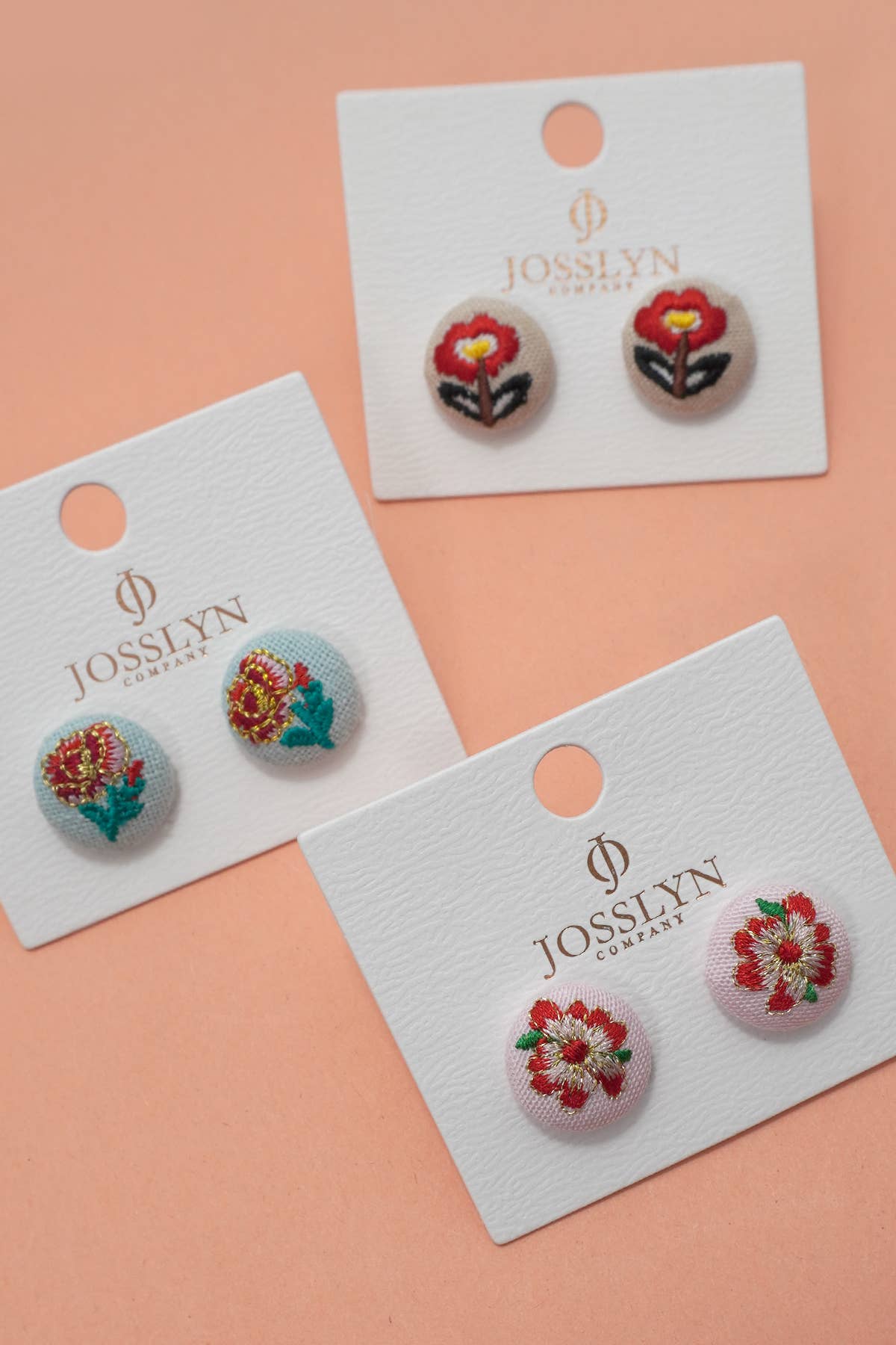 EMBROIDERY FLORAL STUD EARRINGS