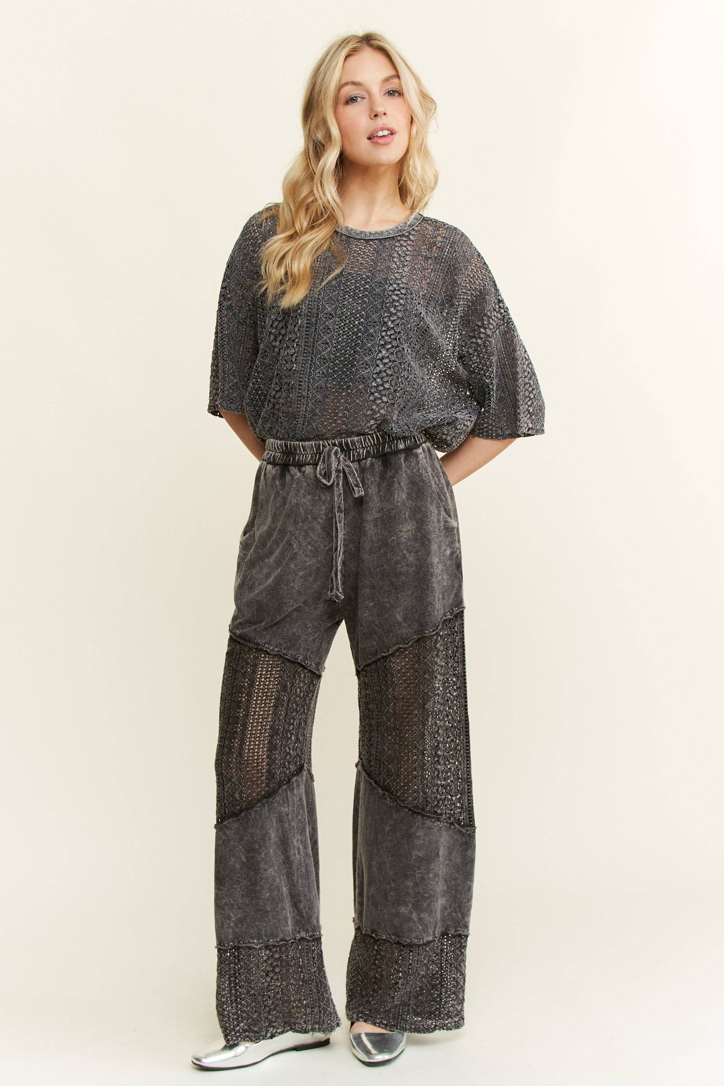 Mineral Washed Lace Blouse