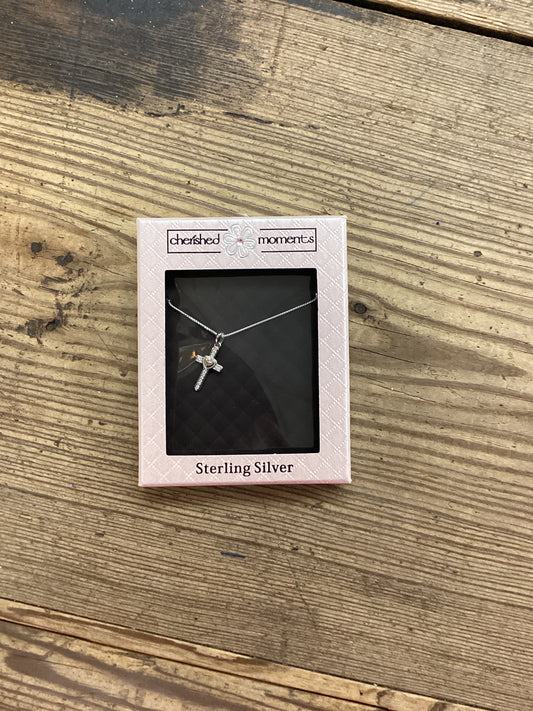 Sterling Silver Cross Heart - 16in
