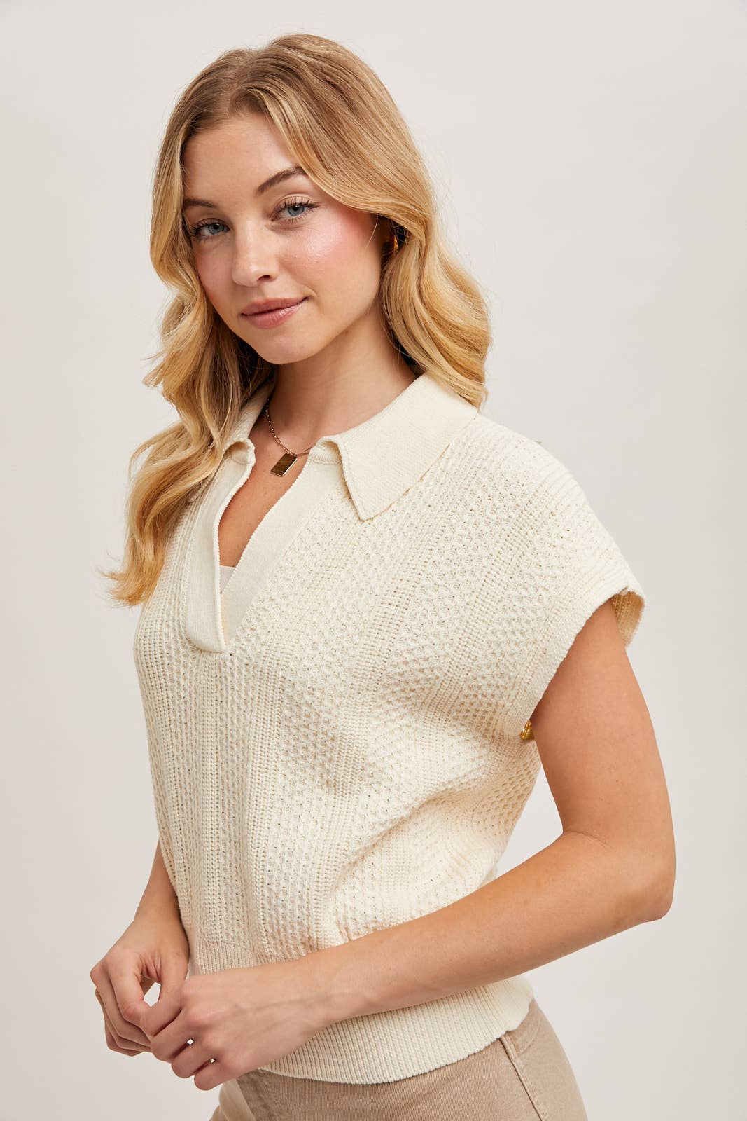 Ribbed Polo Sweater