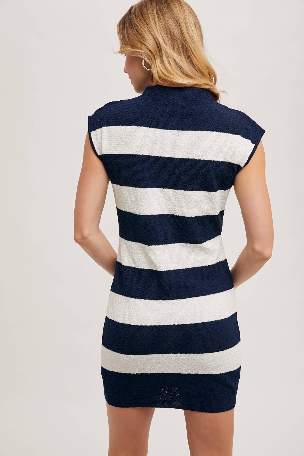 Striped Mock Neck Bodycon Dress