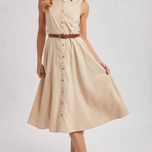 Belted Button Down Dress