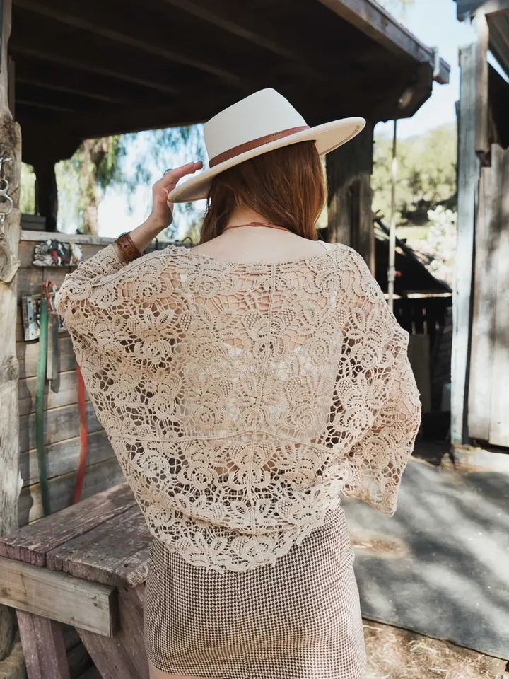 Crochet Floral Kimono Wrap