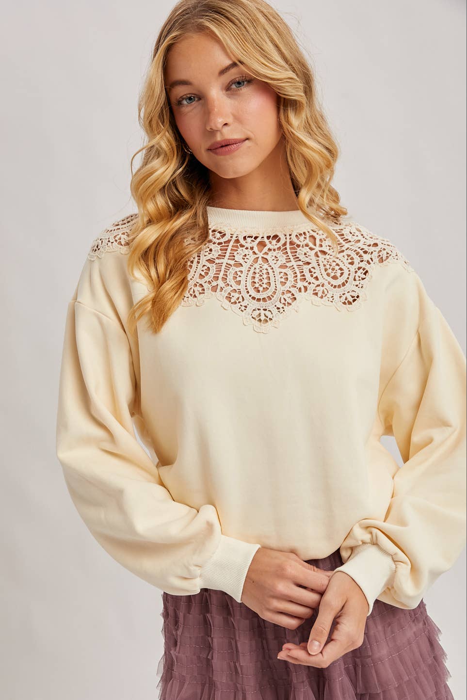 Crochet Trim French Terry Top
