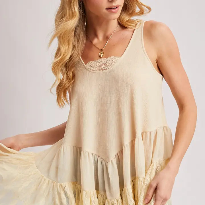 Ruffle Lace Slip Tank