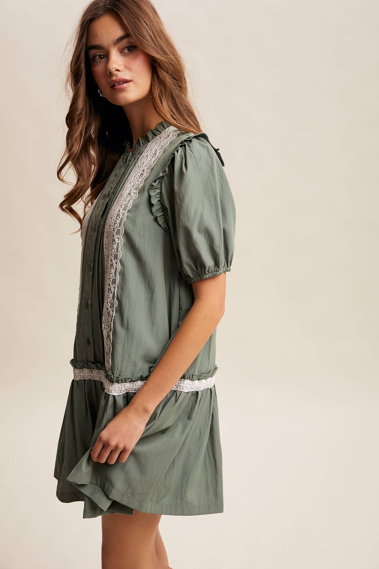 Lace Trimmed Babydoll Dress