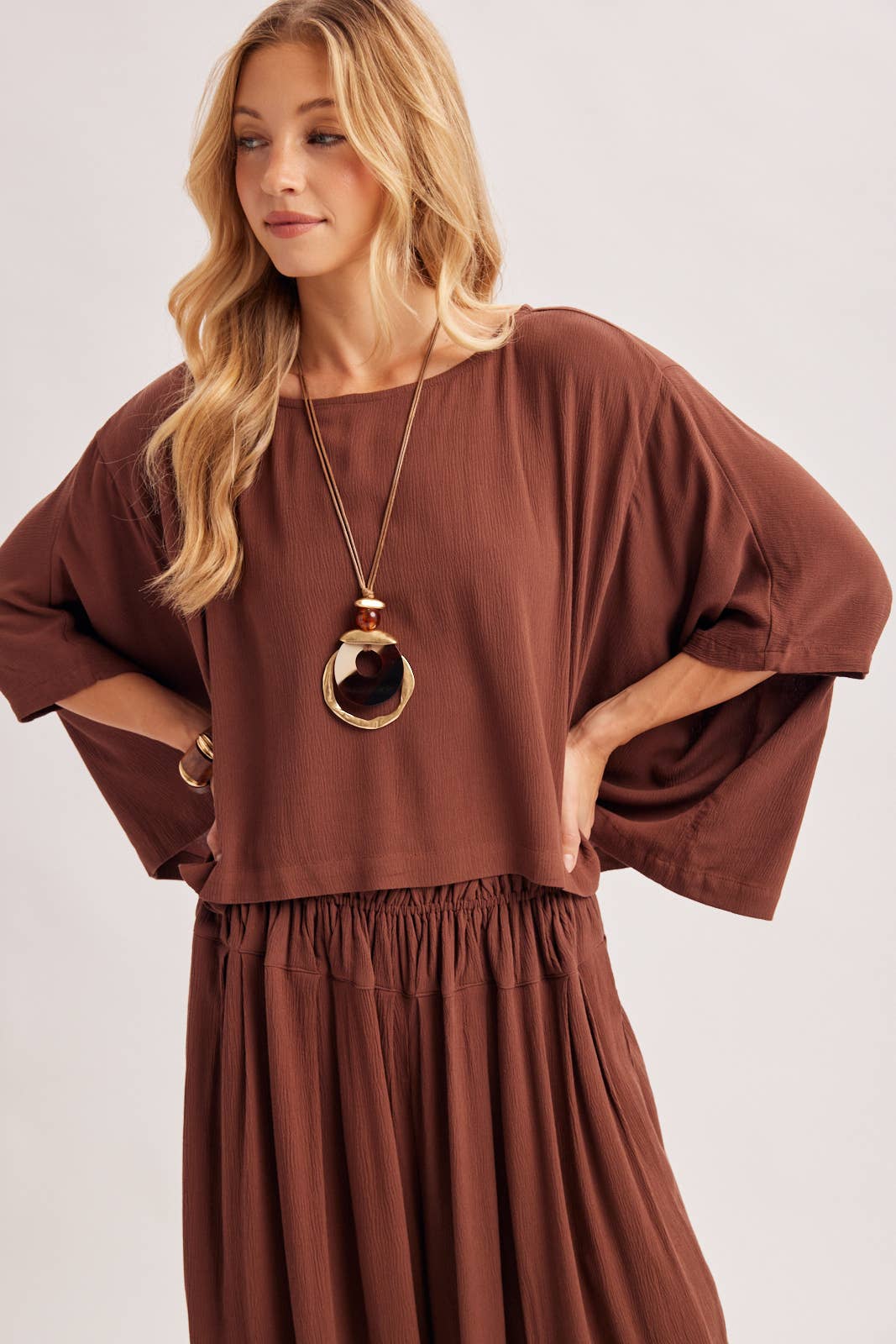 BOHO OVERSIZED DOLMAN TOP AND BALLOON LEG PANTS SET