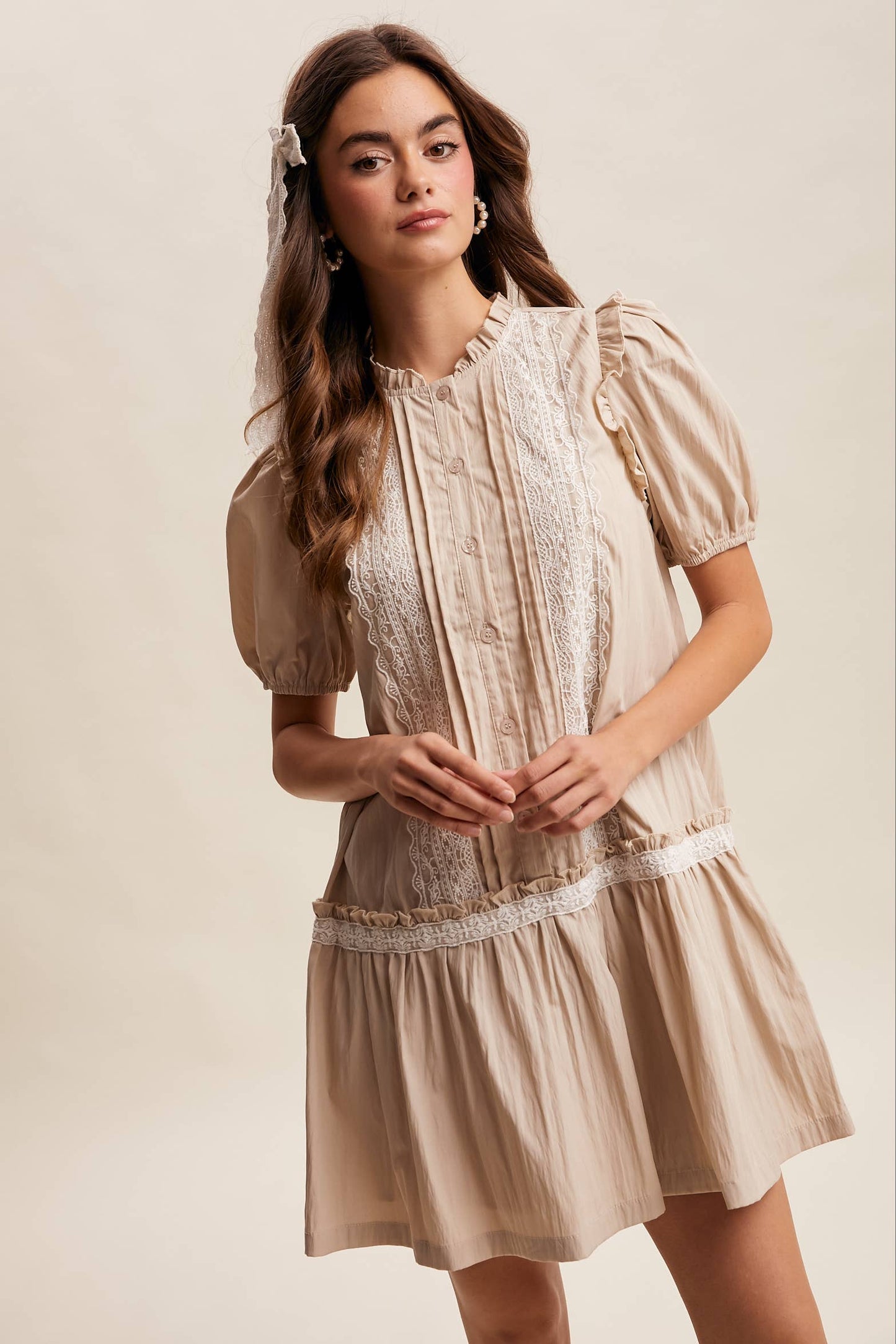 Lace Trimmed Babydoll Dress