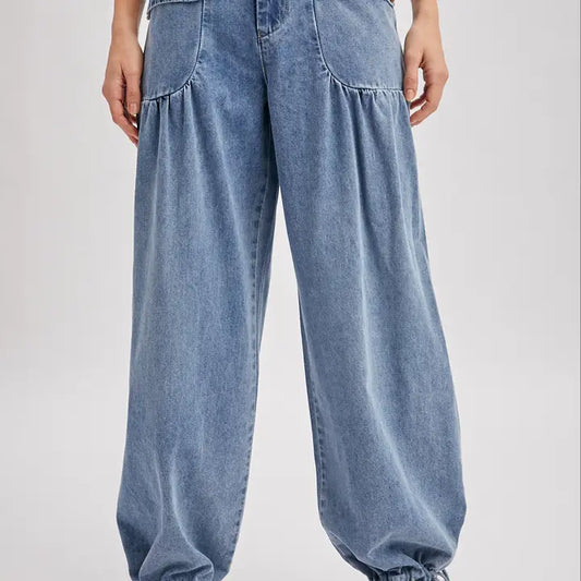 Denim Drawstring Balloon Jeans