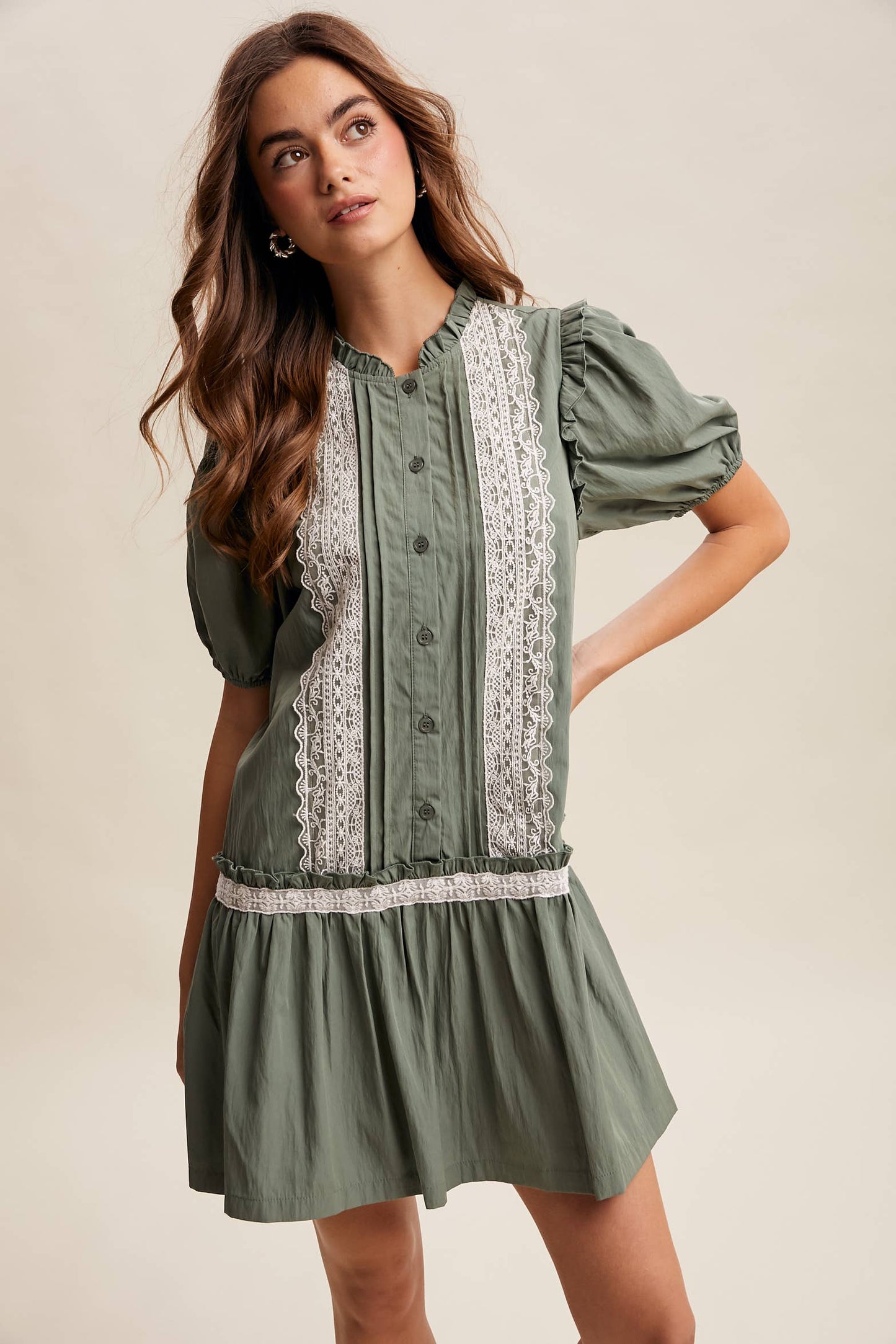 Lace Trimmed Babydoll Dress