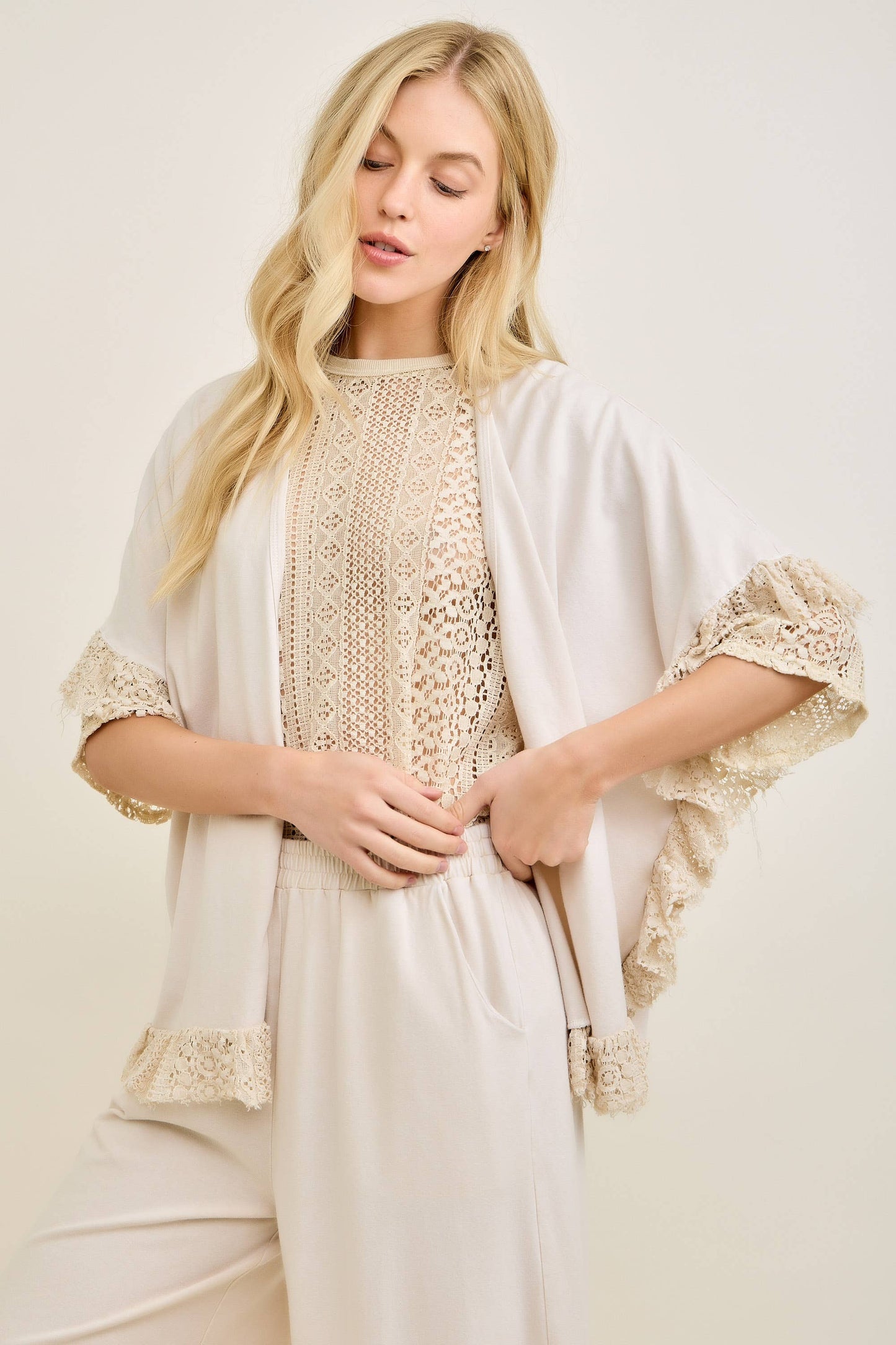 Mineral Washed Lace Kimono